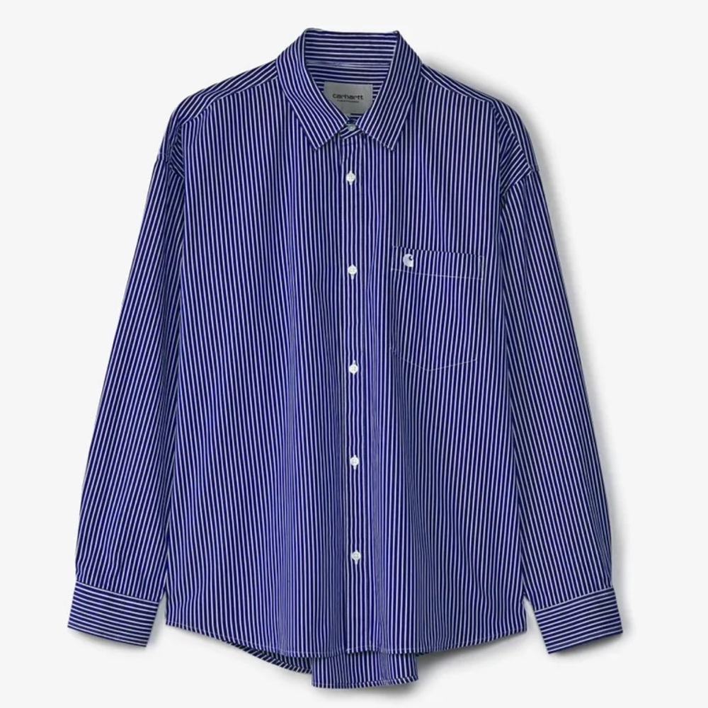 Carhartt WIP Drake Stripe Shirt Lazurite/White — Rare Sold Out Men’s L/S size M
